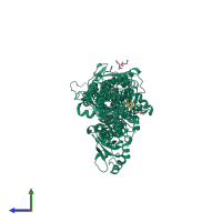 PDB entry 3ar5 coloured by chain, side view.