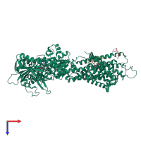 PDB entry 3ar5 coloured by chain, top view.