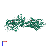 PDB entry 3ar9 coloured by chain, top view.