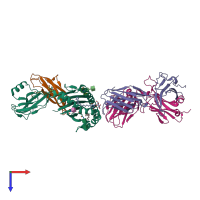 PDB entry 3arb coloured by chain, top view.