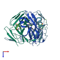 PDB entry 3arn coloured by chain, top view.