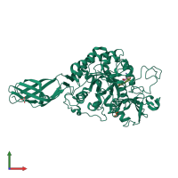 PDB entry 3arq coloured by chain, front view.