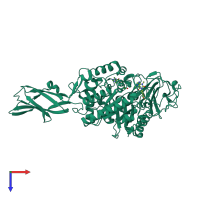 PDB entry 3arr coloured by chain, top view.