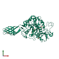 PDB entry 3arv coloured by chain, front view.