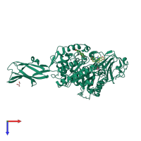 PDB entry 3arv coloured by chain, top view.
