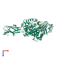 PDB entry 3arw coloured by chain, top view.