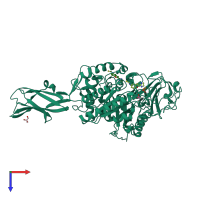 PDB entry 3ary coloured by chain, top view.