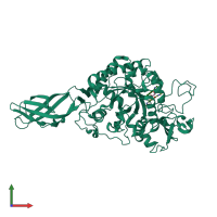 PDB entry 3as3 coloured by chain, front view.