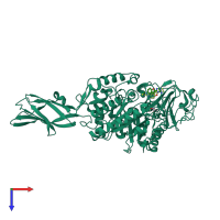 PDB entry 3as3 coloured by chain, top view.