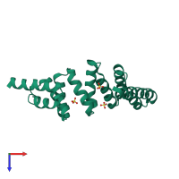 PDB entry 3as8 coloured by chain, top view.