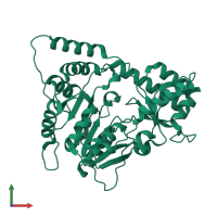 PDB entry 3asa coloured by chain, front view.