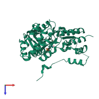 PDB entry 3asb coloured by chain, top view.