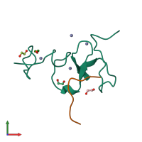 PDB entry 3asl coloured by chain, front view.