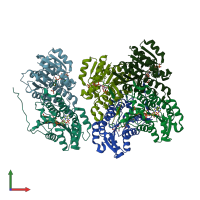 PDB entry 3asv coloured by chain, front view.