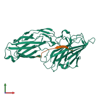 PDB entry 3at0 coloured by chain, front view.