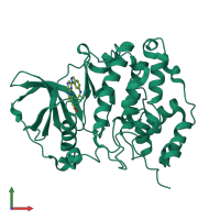 PDB entry 3at4 coloured by chain, front view.