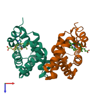 PDB entry 3at5 coloured by chain, top view.