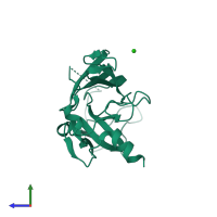 PDB entry 3ata coloured by chain, side view.