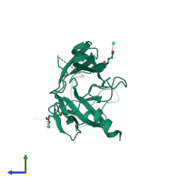 PDB entry 3atb coloured by chain, side view.