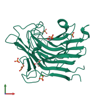 PDB entry 3atg coloured by chain, front view.