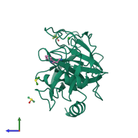 PDB entry 3atm coloured by chain, side view.