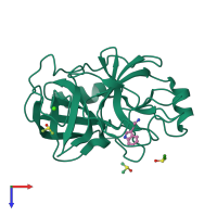PDB entry 3atm coloured by chain, top view.