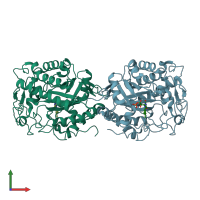 PDB entry 3aty coloured by chain, front view.