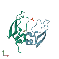 PDB entry 3aug coloured by chain, front view.