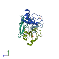 PDB entry 3auh coloured by chain, side view.