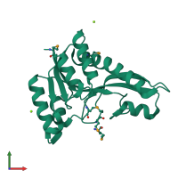 PDB entry 3av3 coloured by chain, front view.