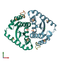 PDB entry 3avg coloured by chain, front view.