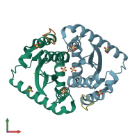 PDB entry 3avi coloured by chain, front view.