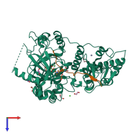 PDB entry 3avr coloured by chain, top view.