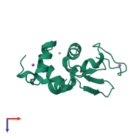 PDB entry 3aw6 coloured by chain, top view.