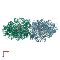 PDB entry 3ax7 coloured by chain, top view.