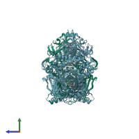 PDB entry 3ax9 coloured by chain, side view.