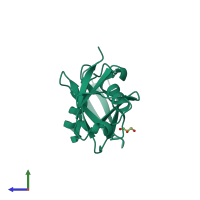 PDB entry 3axc coloured by chain, side view.