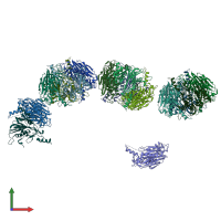 PDB entry 3axg coloured by chain, front view.