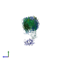 PDB entry 3axg coloured by chain, side view.