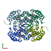 PDB entry 3ay6 coloured by chain, front view.