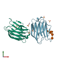 PDB entry 3ayc coloured by chain, front view.