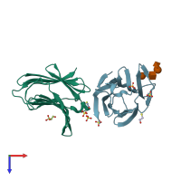 PDB entry 3ayc coloured by chain, top view.
