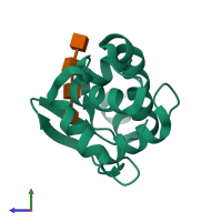 PDB entry 3ayq coloured by chain, side view.