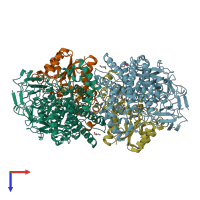 PDB entry 3ayz coloured by chain, top view.