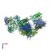 PDB entry 3az9 coloured by chain, top view.