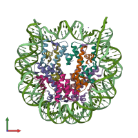 PDB entry 3aze coloured by chain, front view.