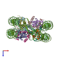 PDB entry 3azi coloured by chain, top view.