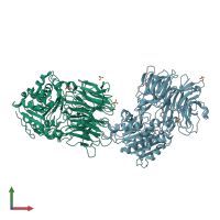 PDB entry 3azo coloured by chain, front view.