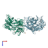 PDB entry 3azp coloured by chain, top view.