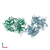 PDB entry 3azq coloured by chain, front view.